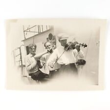 Ship Musicians Playing Instruments Photo 1920s Harmonica Fiddle Violin Art C2462 picture