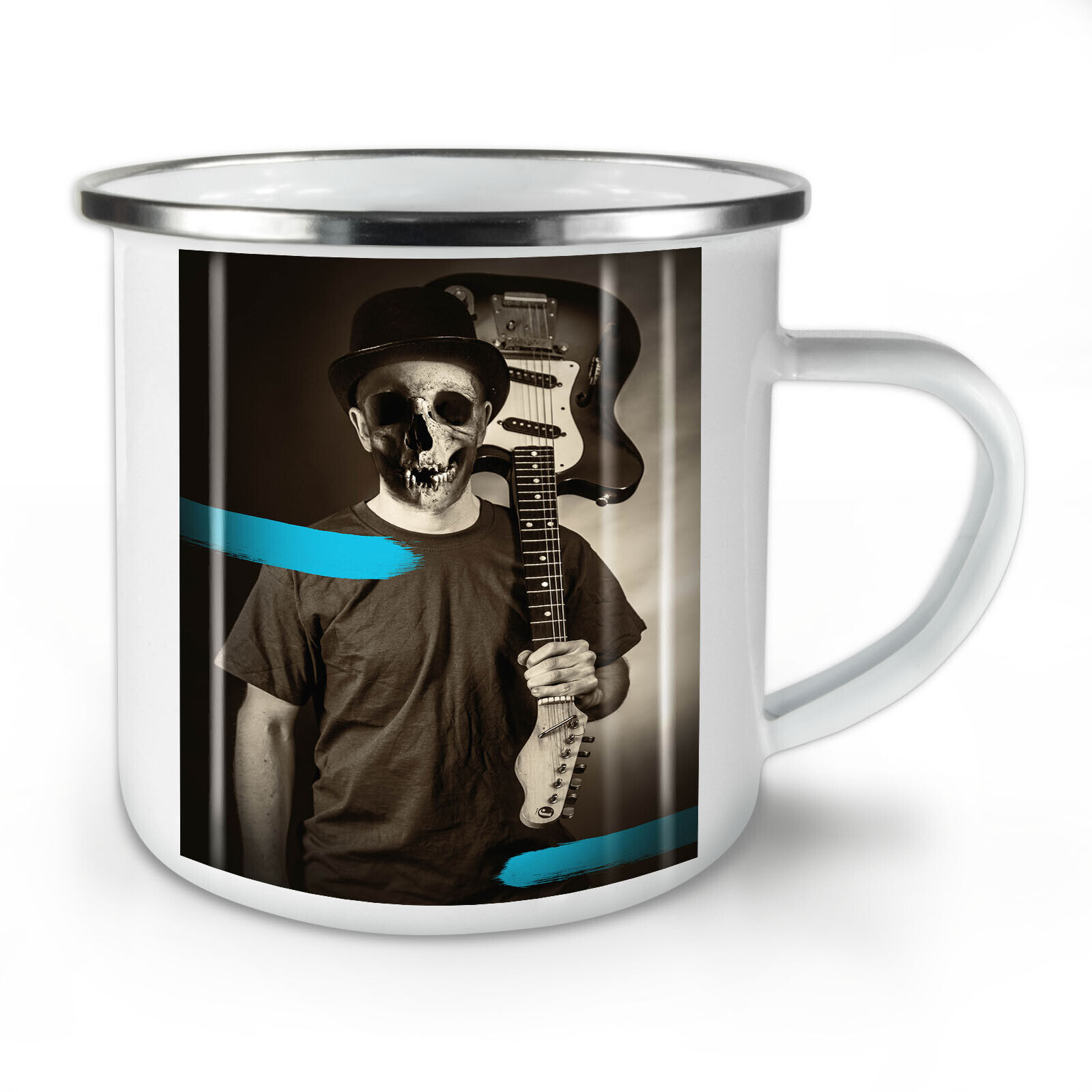 Bass Guitar Skull NEW Enamel Tea Mug 10 oz