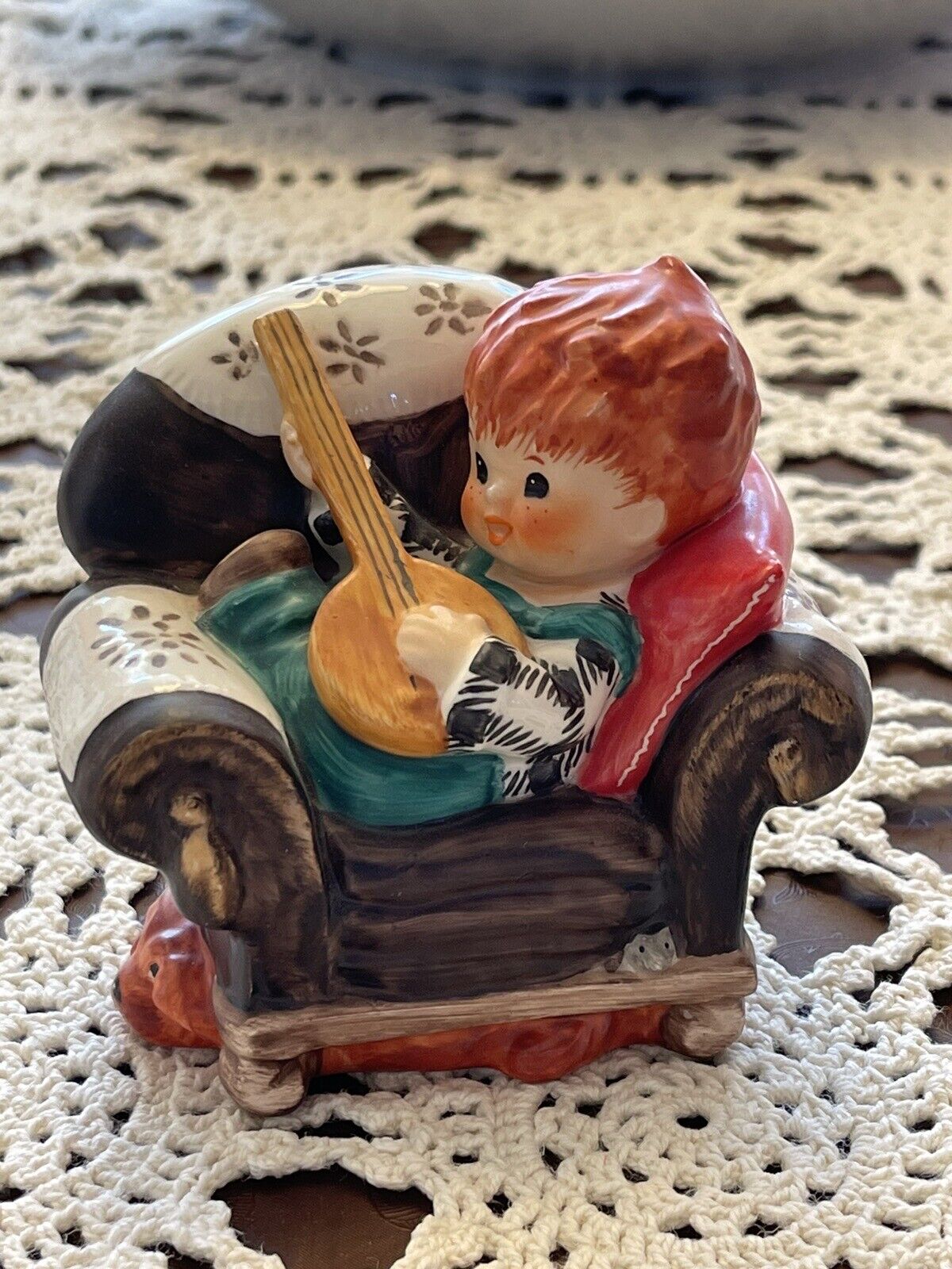 Vintage Goebel Charlot Byj Redhead Figurine Boy with Banjo Off Key #22