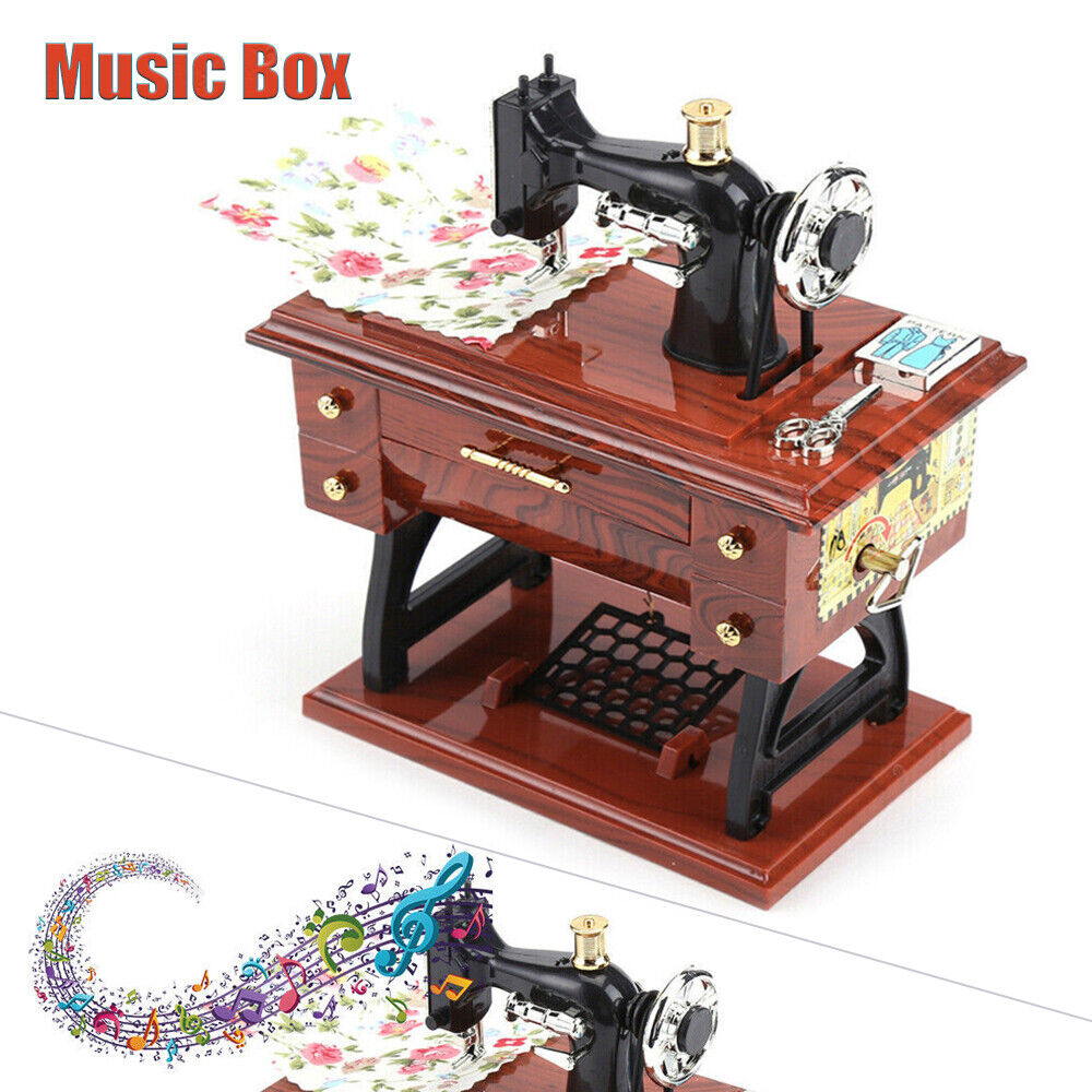 Vintage Music Box Simulation Sewing Machine Music Box Birthday Gift Table Decor