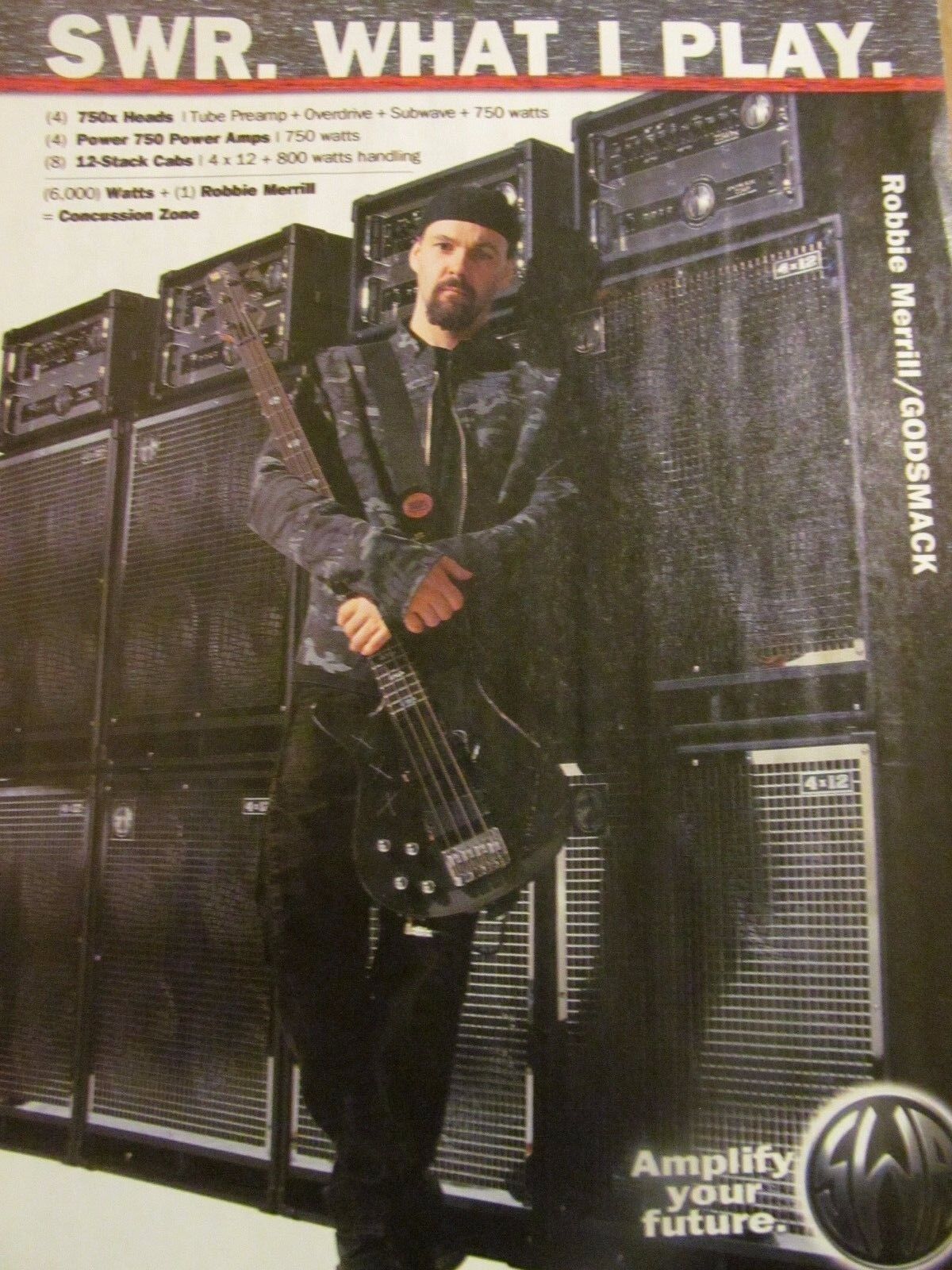 Godsmack, Robbie Merrill, SWR Amplifiers, Full Page Promotional Ad