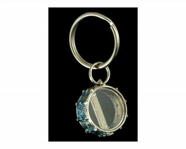 KEYCHAIN SNARE DRUM SILVER AND BLUE
