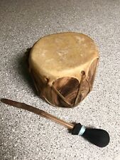 Vintage Cottonwood Indian Handmade Cochiti Drum Authentic Rawhide & Drumstick. picture
