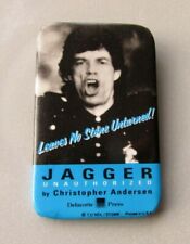 ROLLING STONES - JAGGER UNAUTHORIZED BOOK VINTAGE PROMO METAL PIN BADGE 1993 picture