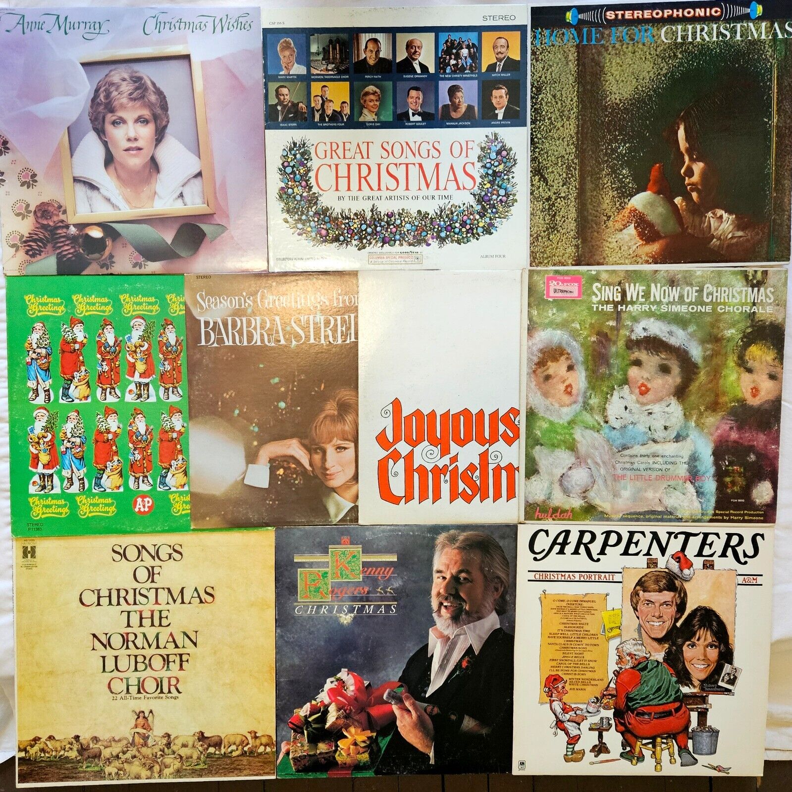 Vintage 10 LP Lot #172: Christmas Records Carpenters Anne Murray Great Songs A&P