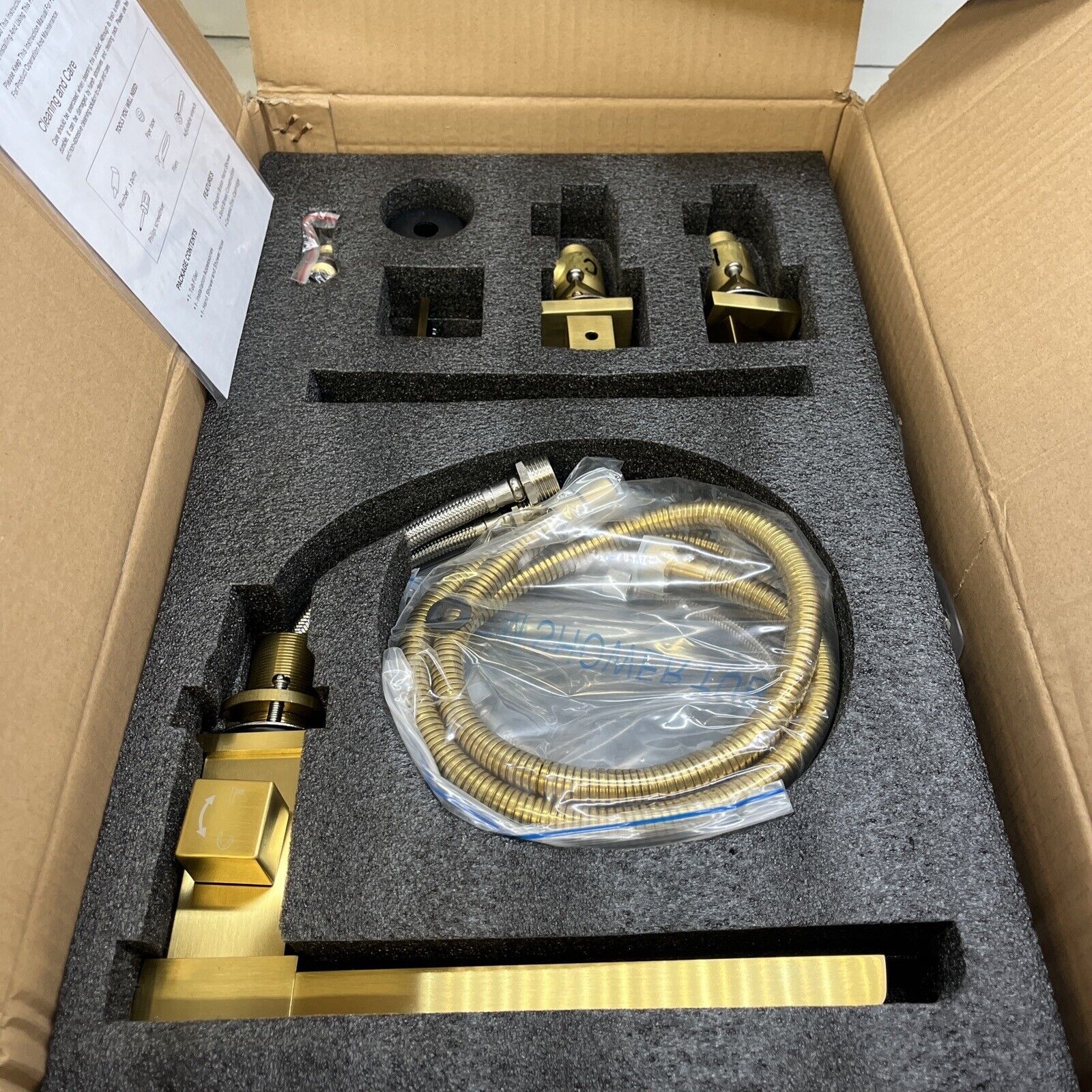 Nairn Deck-Mount Roman Waterfall Tub Filler in Brushed Gold with Handshower