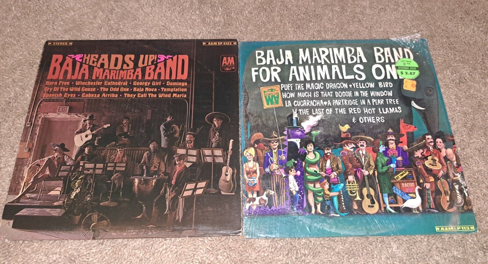 Baja Marimba Band For Animals Only And Heads Up  A&M LP113 Vinyl