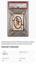 EXTREMELY RARE VINTAGE 1950s RUSSELL MICKEY MOUSE CANASTA CARD PSA 9 MINT picture