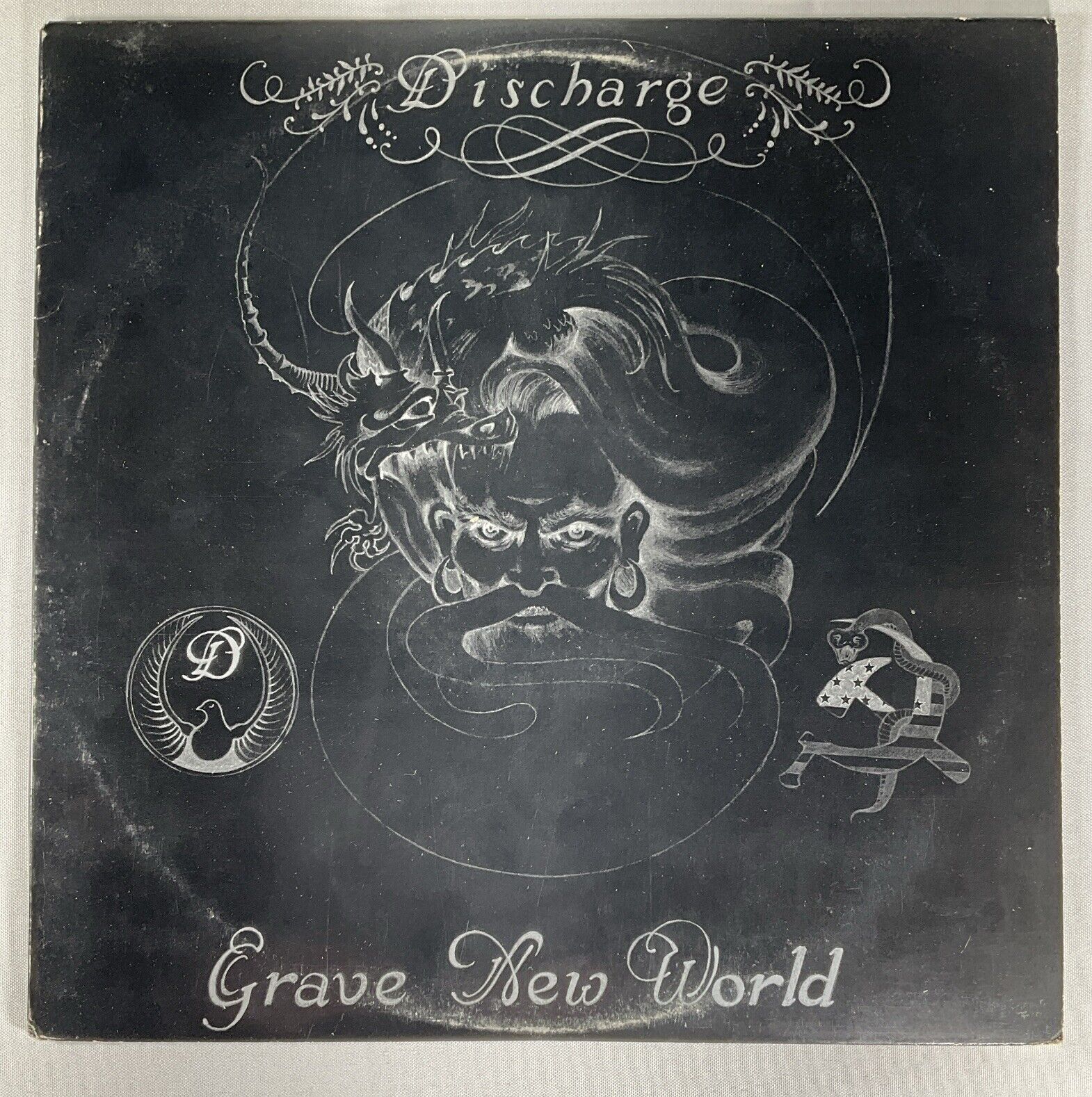 Discharge Grave New World LP PROMO Hauppauge Rock Hotel Records PRO-1221-DJ 1986