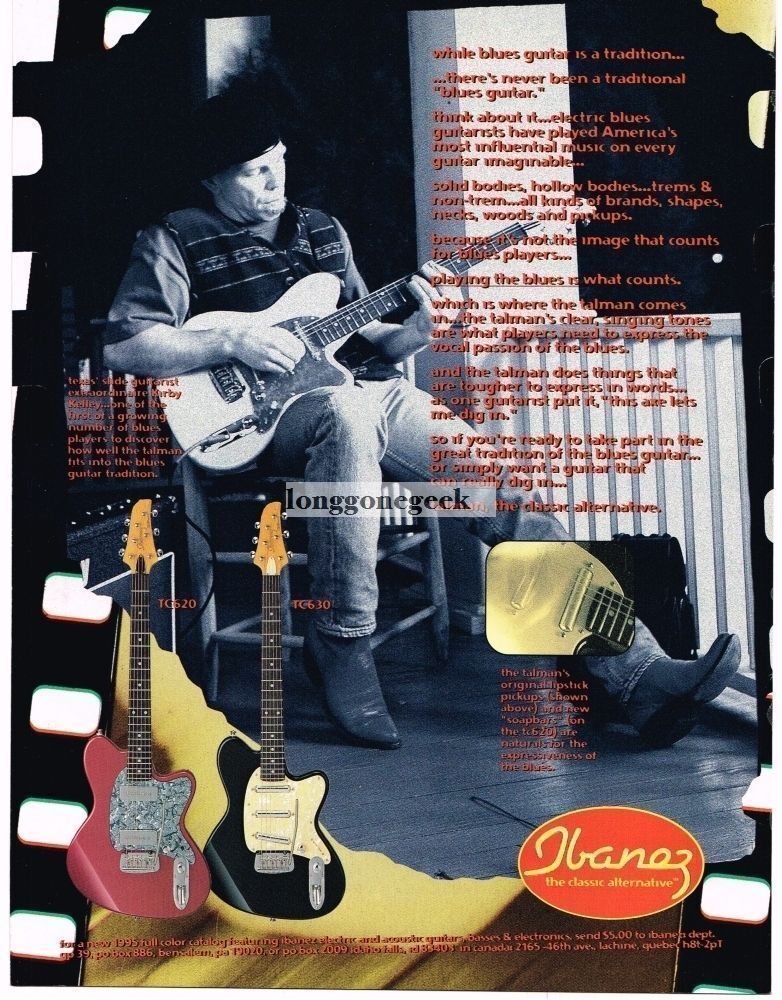 1995 Ibanez Talman Electric Guitar Kirby Kelly Vintage Print Ad