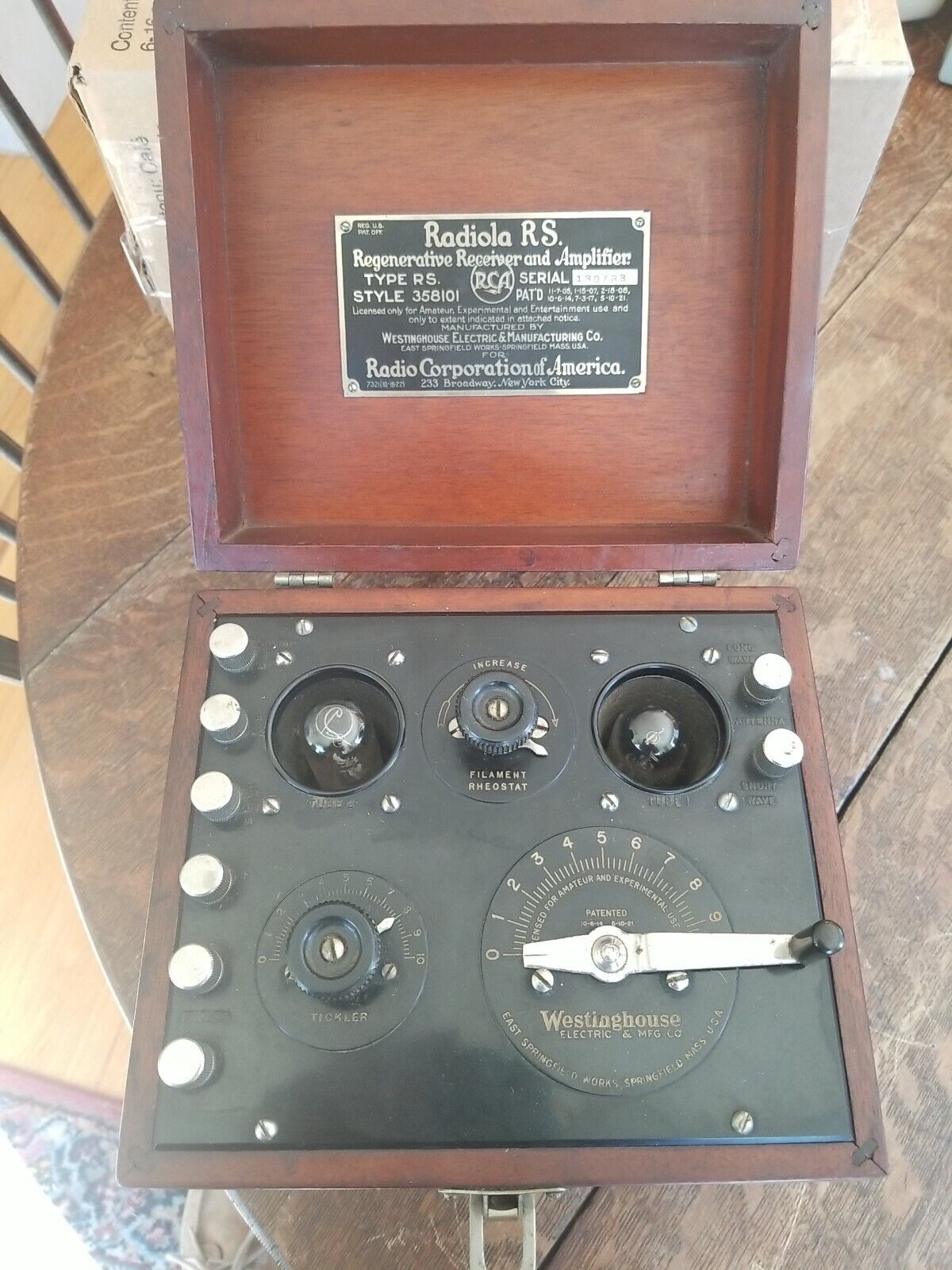 Rare Vintage Radiola Model RS Regenerative Receiver & Amplifier Radio c. 1922 