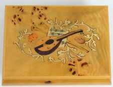 VINTAGE BEAUTIFUL WOOD INLAY GUITAR MUSIC BOX TORNA A SURRIENTO JEWELRY BOX  picture