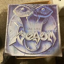 Venom ‎– Here Lies Venom- (1985). Combat Records. 4xLP vinyl box set, Mayhem, picture