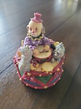 Clown Resin Playing Drums Music Box Plays Disney's Wish upon a star music. picture