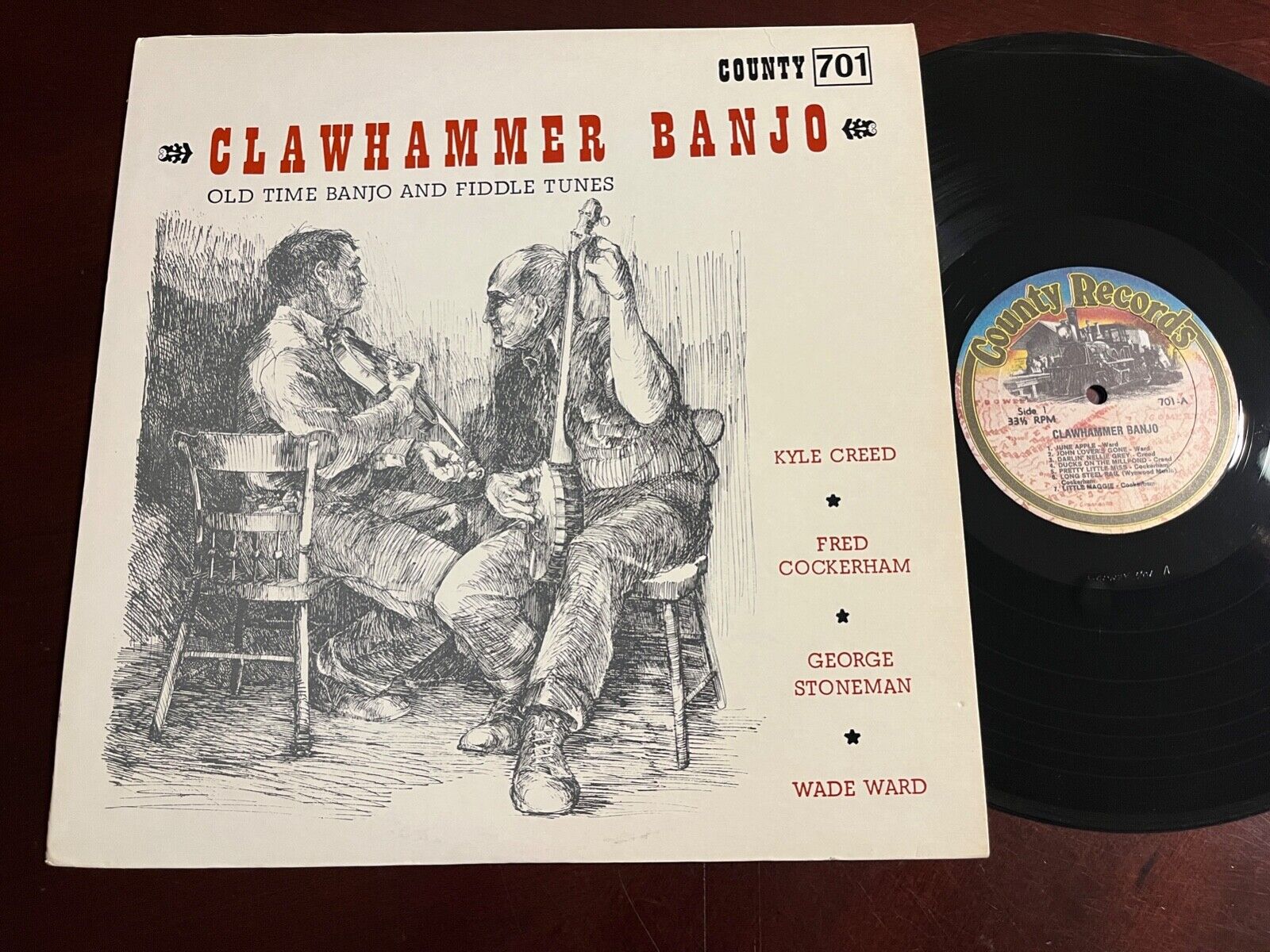 Clawhammer Banjo Old Time Banjo And Fiddle Tunes 1965 COUNTY RECORDS FOLK LP.