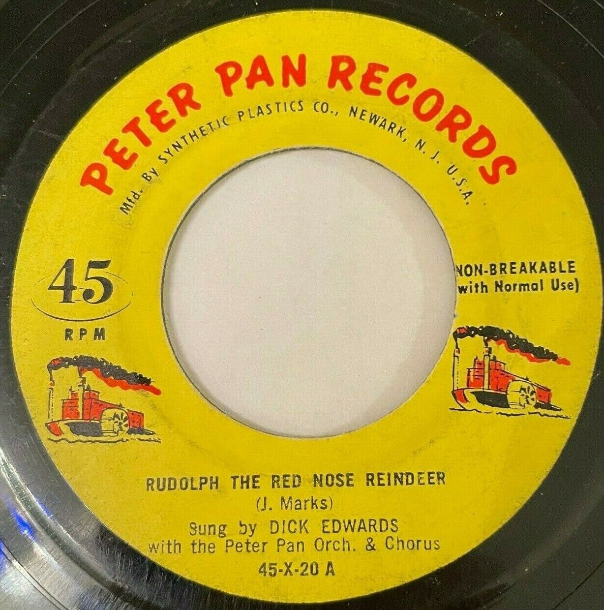 Rudolph The Red-Nosed Reindeer Vinyl Record Vintage 45