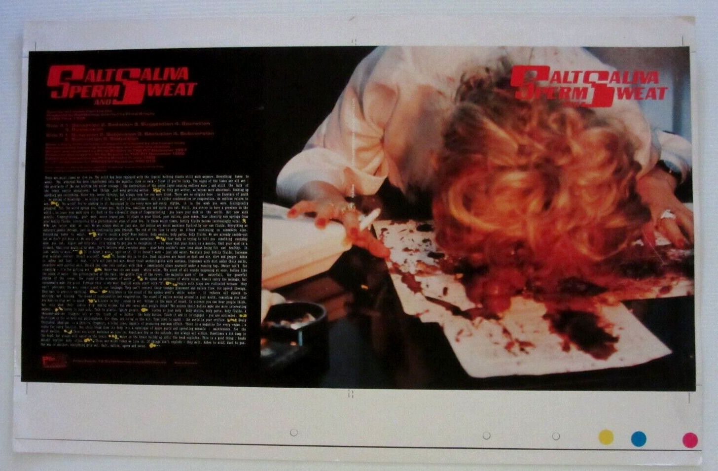 SALT SALIVA SPERM AND SWEAT 1988 ORIGINAL PRINTERS COPY OF LP COVER UNCUT