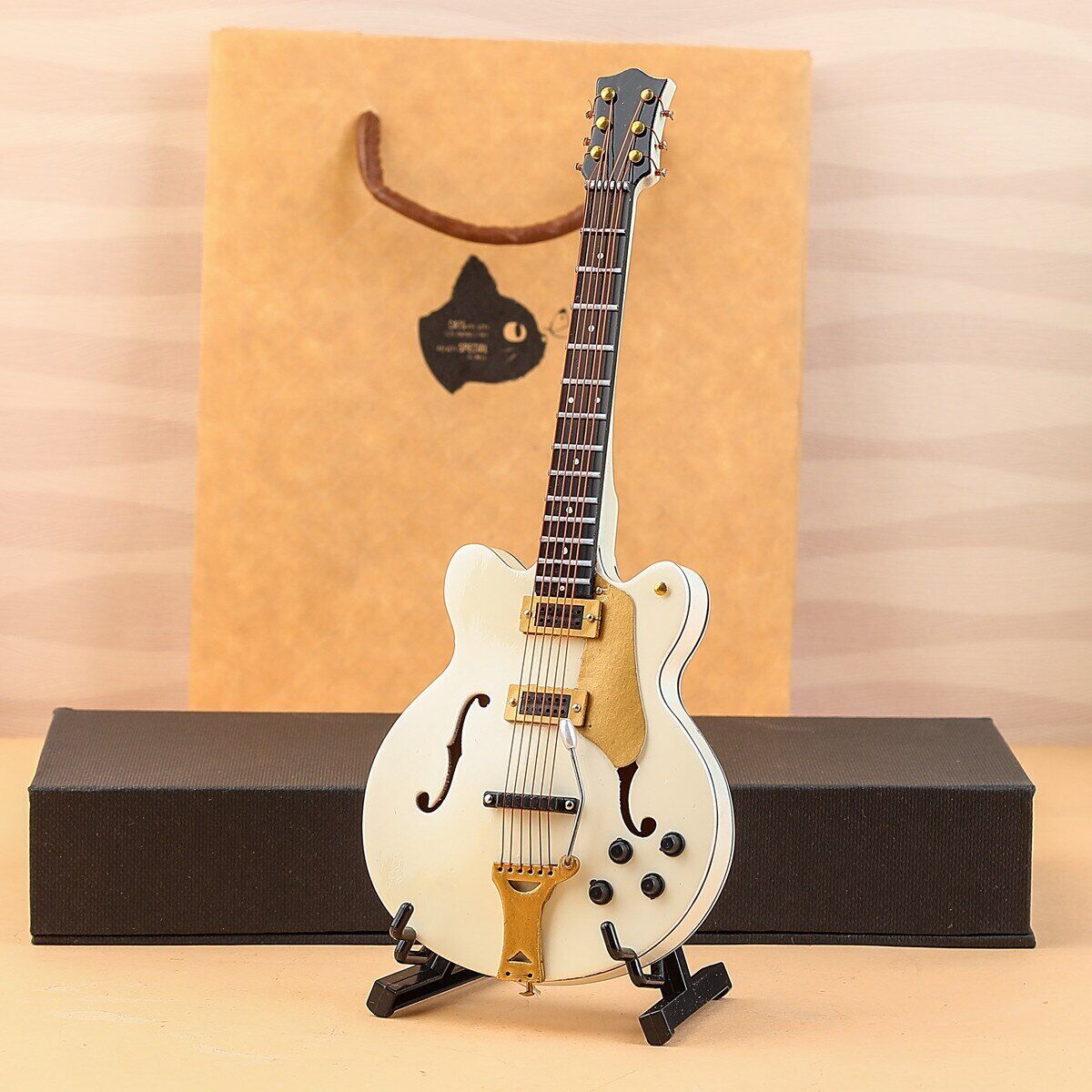 Mini Guitar with Case/Stand  Musical Instrument Model Ornament