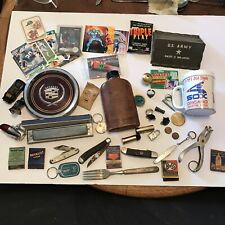 Vintage Estate Mixed Toy Lot Granny Grandpa Junk Drawer Finds Harmonica Knifes picture
