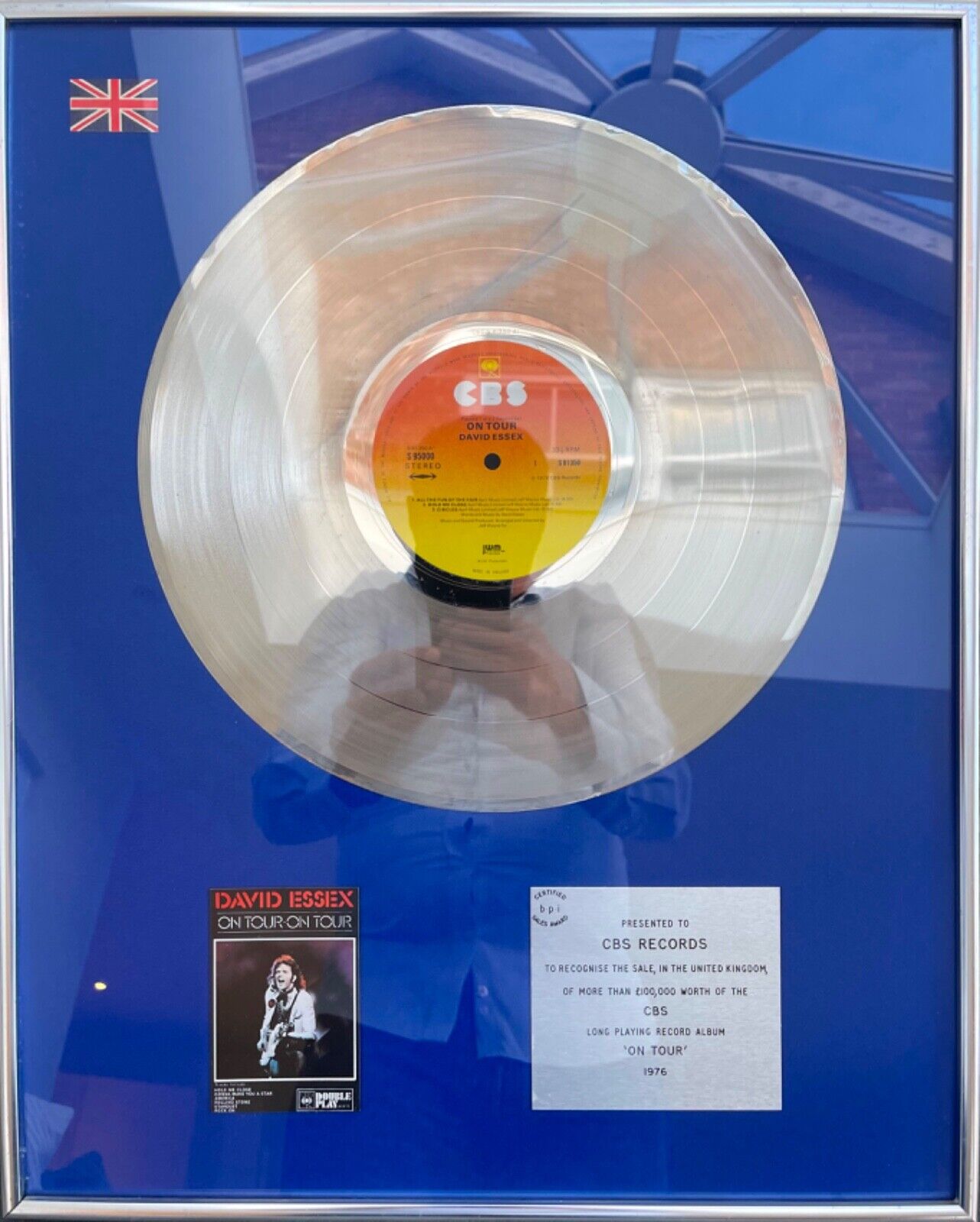 BPI Silver Disc Award, David Essex - \'On Tour\' Album, Hand Signed Card And COA