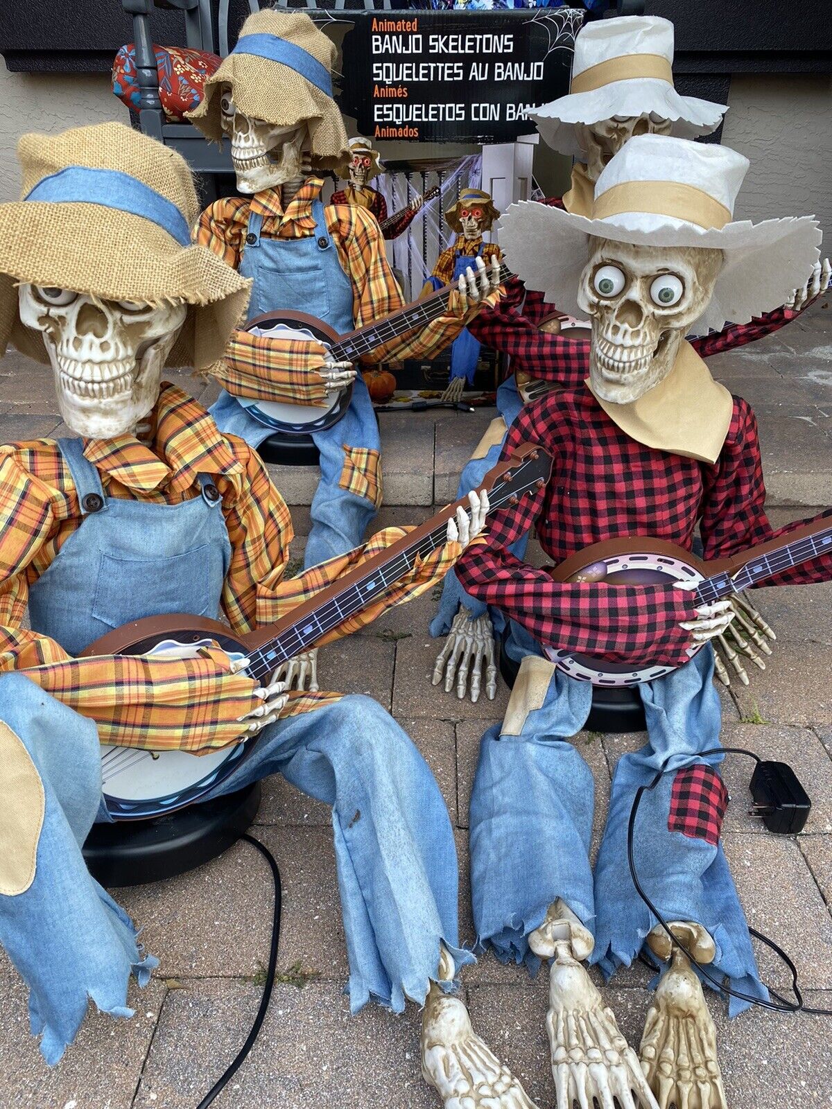 Animated Dueling Banjo Skeletons Halloween Decoration Life Size Animatronic Prop