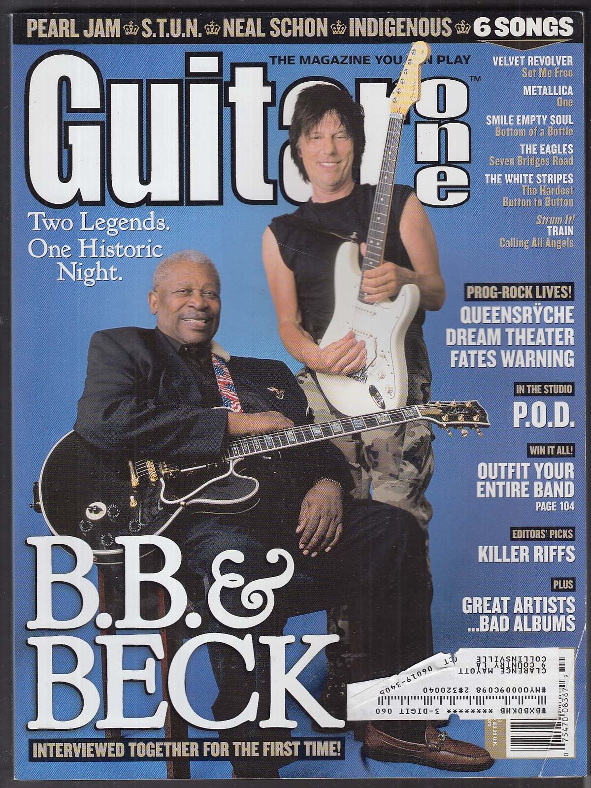 GUITAR ONE B B King Jeff Beck Neal Schon ++ 10 2003