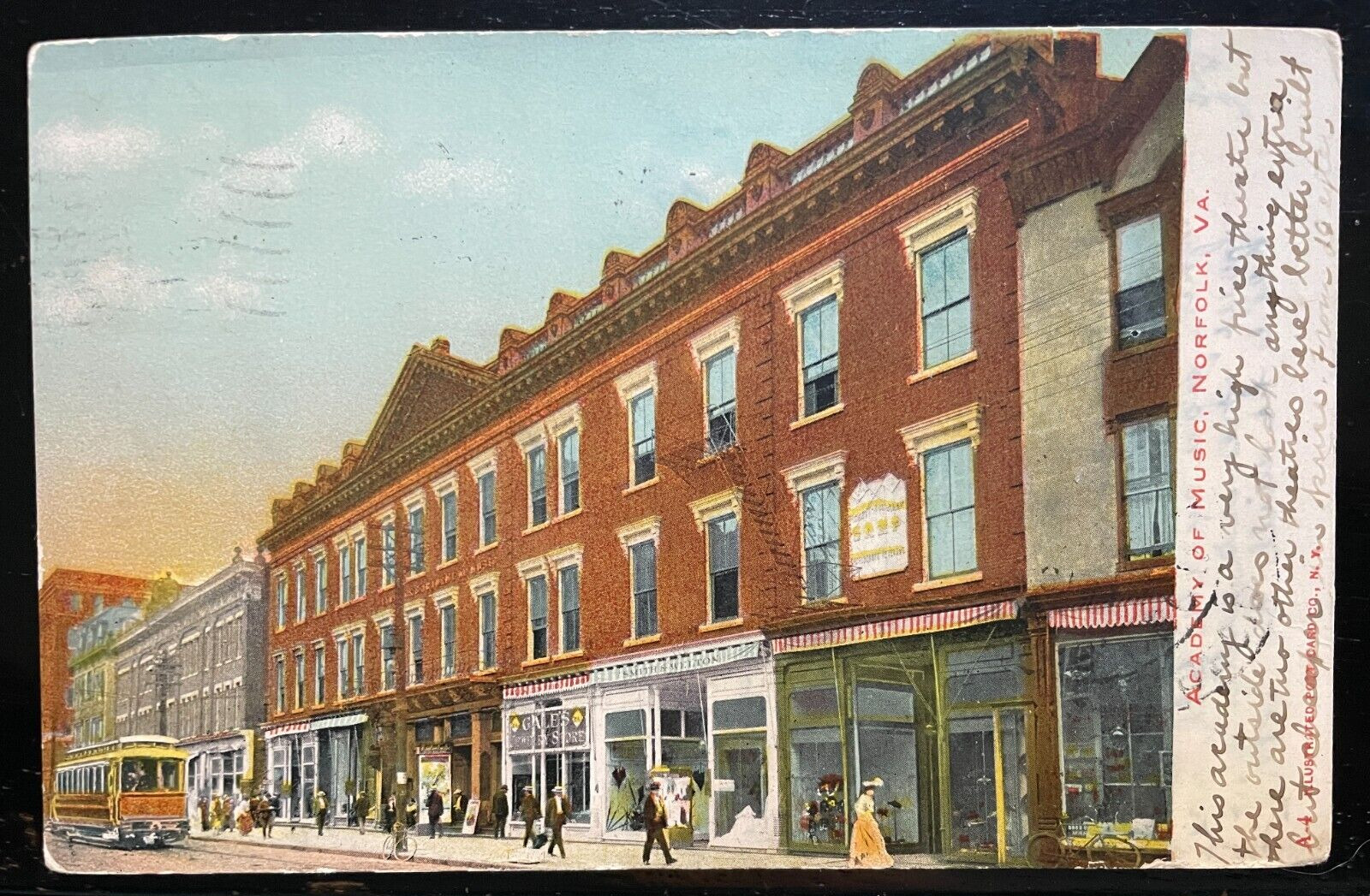 Vintage Postcard 1906 Academy of Music, Norfolk, Virginia (VA)