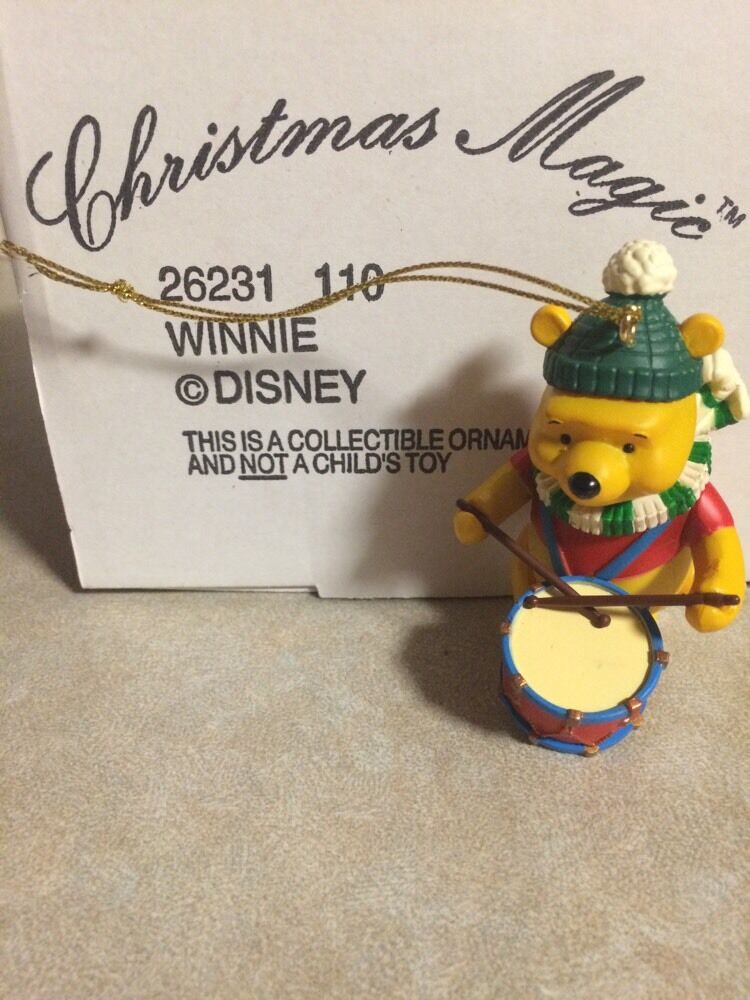 Disney Grolier CHRISTMAS MAGIC WINNIE THE POOH BEAR Drum 110 Ornament NEW