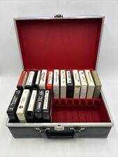 Vintage 8 Track Tapes w/Black Carry Box Case Music Collection Mixed Lot picture