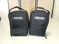 Vintage pair Maxwell 10 cassette tape soft carry case, black with dual zipper picture