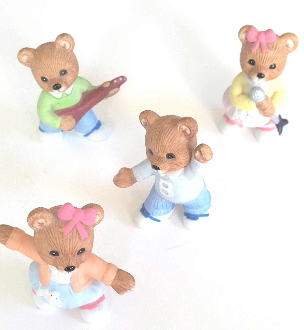Vintage Figurines Teddy Bears HOMCO 1421 Ceramic singing dancing  guitar - 4 pc