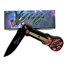 Guitar Knife Aerosmith Red Born To Be Wild Spring Assisted Folding Pocket Knife picture