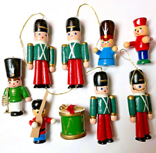 Wooden Soldier Vintage Christmas Ornaments Drum Trumpet Rifle Handcrafted China picture