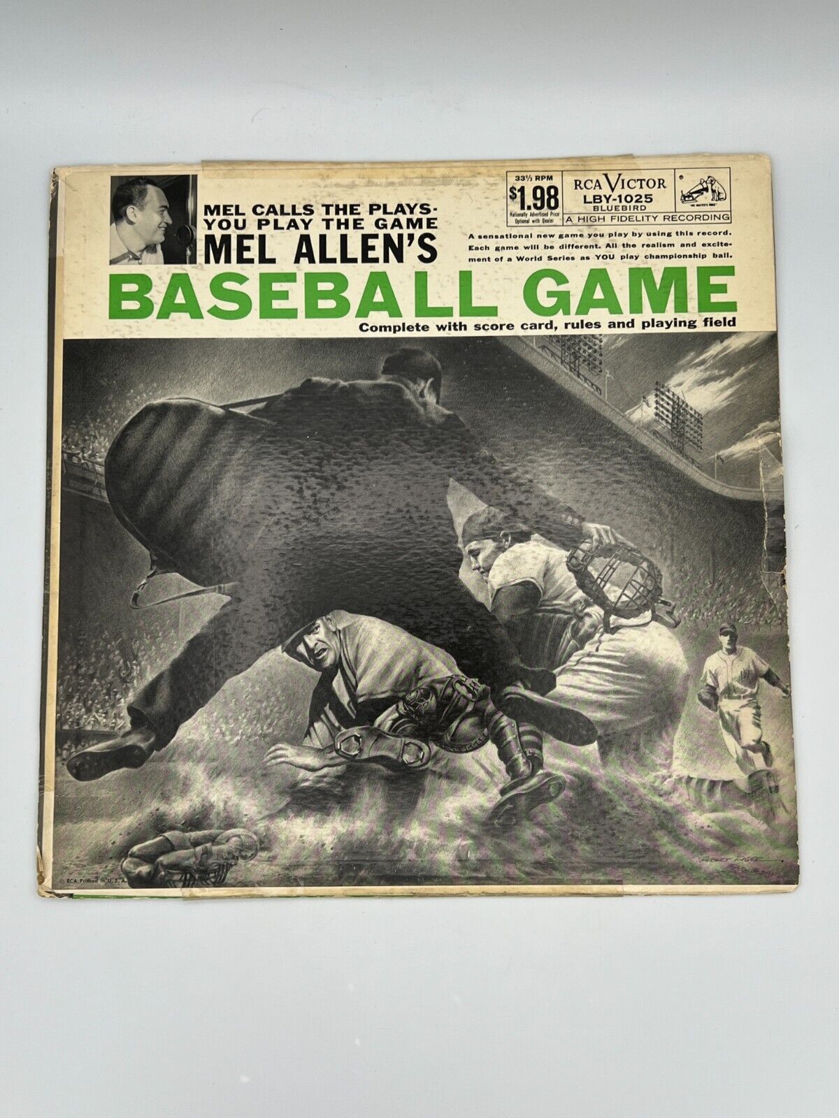 Vintage RCA Victor LBY-1025 Bluebird Mel Allen Baseball Game Record