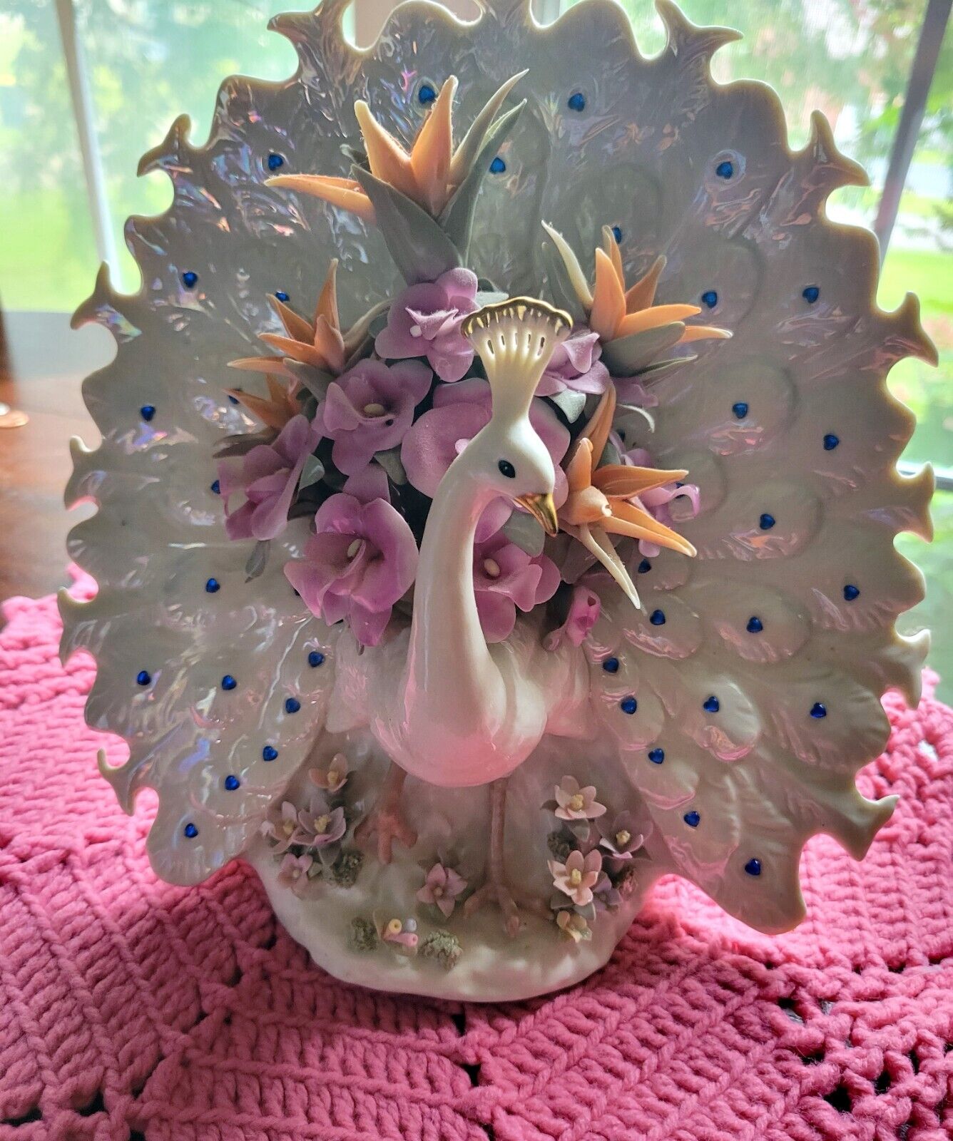Japanese Peacock Music Box Iridescent Porcelain from SUBERTO Collection Vintage