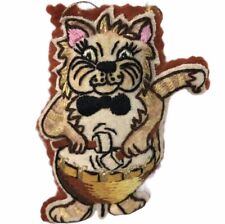 Vintage Embroidered Cat W/ Drum Drummer Music Band Christmas Ornament HandMade picture