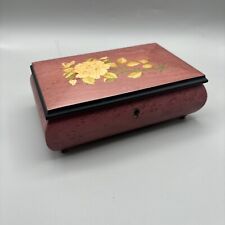 Working Vintage Music Box Italian Wood Inlay.  Rose Tone Wood - No Key picture
