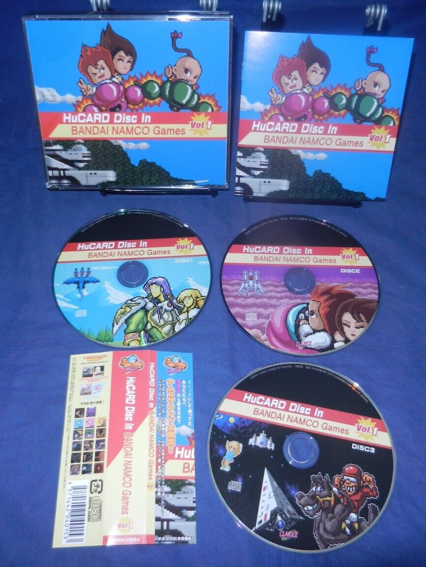 HuCARD Disc in BANDAI NAMCO Games Vol 1 OST, 3 CDs-LN, JAPAN, w/Obi Strip,Manual