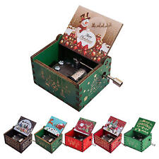 Christmas Music Box Hand Crank Delicate Vintage Wooden Christmas Decor  picture