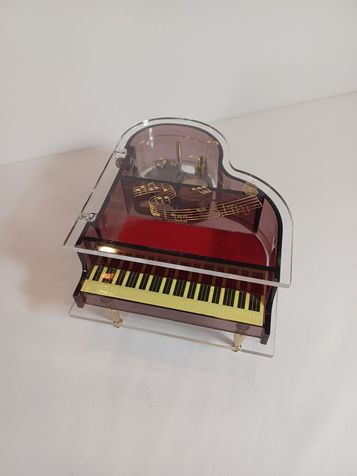 Vintage 1980's Clear Lucite Piano Music Box