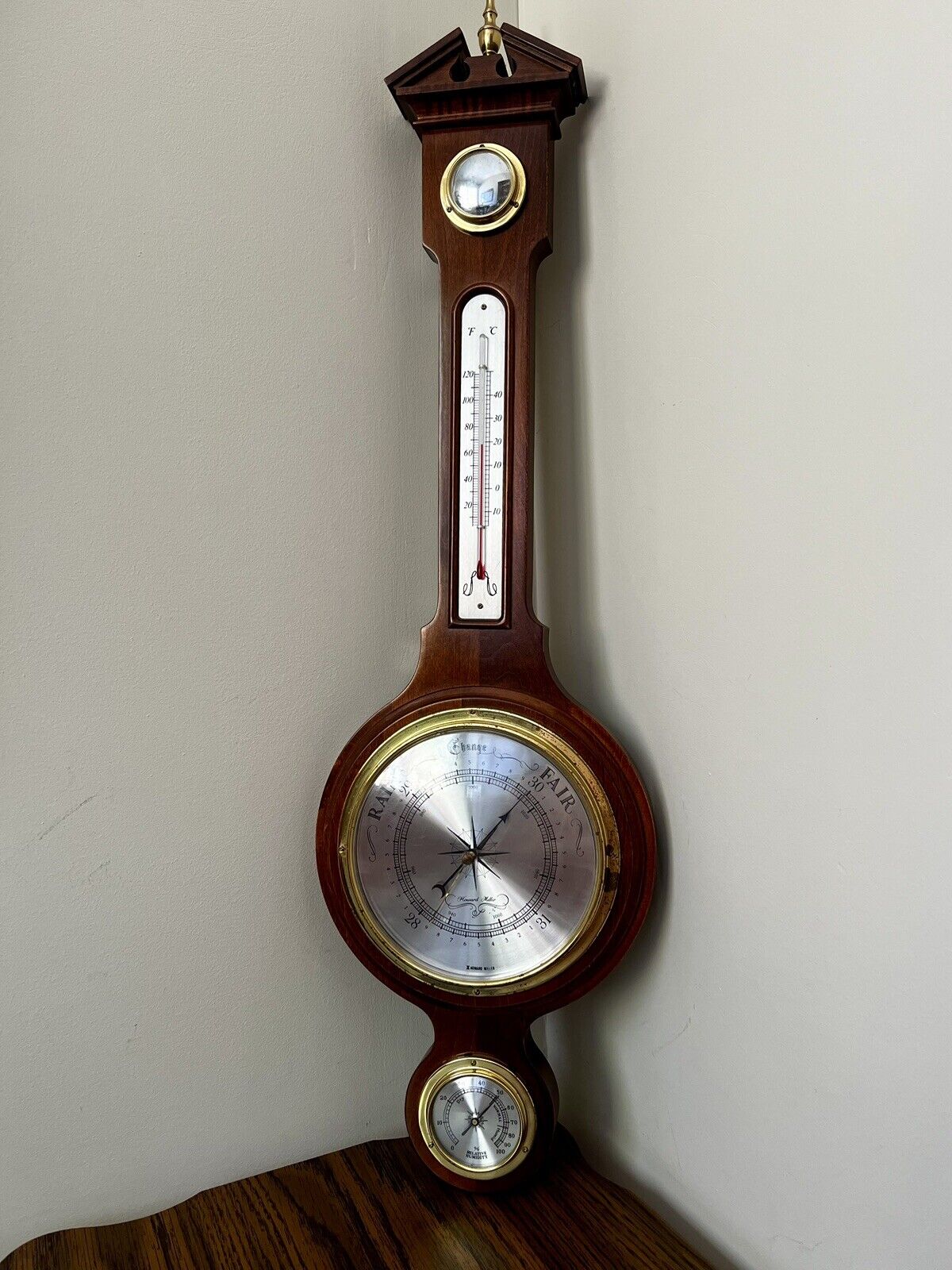 Howard Miller Barometer Thermometer Hygrometer Wood 612 - 712 Banjo USA Vintage