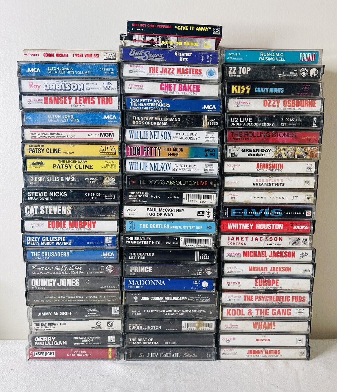 Lot of 65 Vintage Music Audio Cassette Tapes Classic Rock Kids , Ozzy, U2,Petty