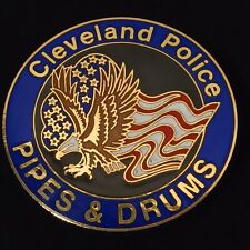 Cleveland Police Pipes And Drums Pin USA Flag Eagle Bagpipe Band Ohio 3.25