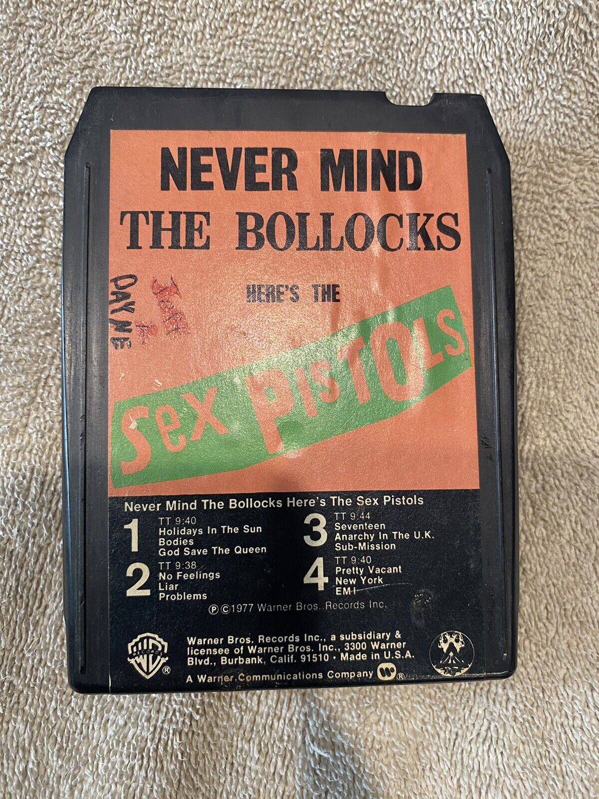 Sex Pistols “Never Mind The Bollocks” Vintage 1977 8 Track Tape (untested) 