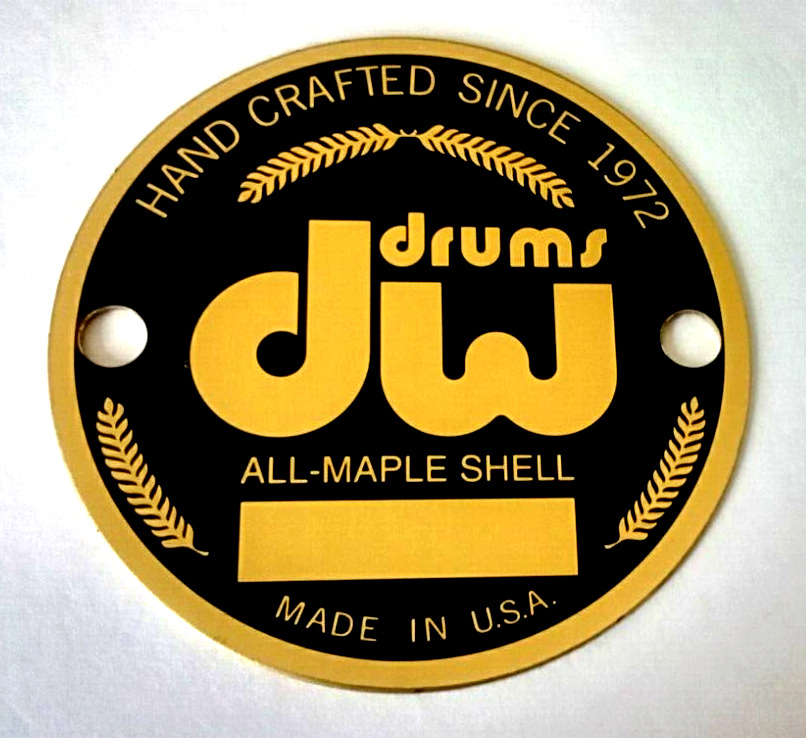 DW DRUMS HANDCRAFTED SINCE 1972 BRASS 1  3/4\
