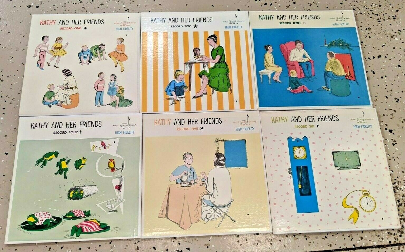  Antique Kathy and Her Friends 1-6 Record Set 1946 Waco Texas Word Records Prop 