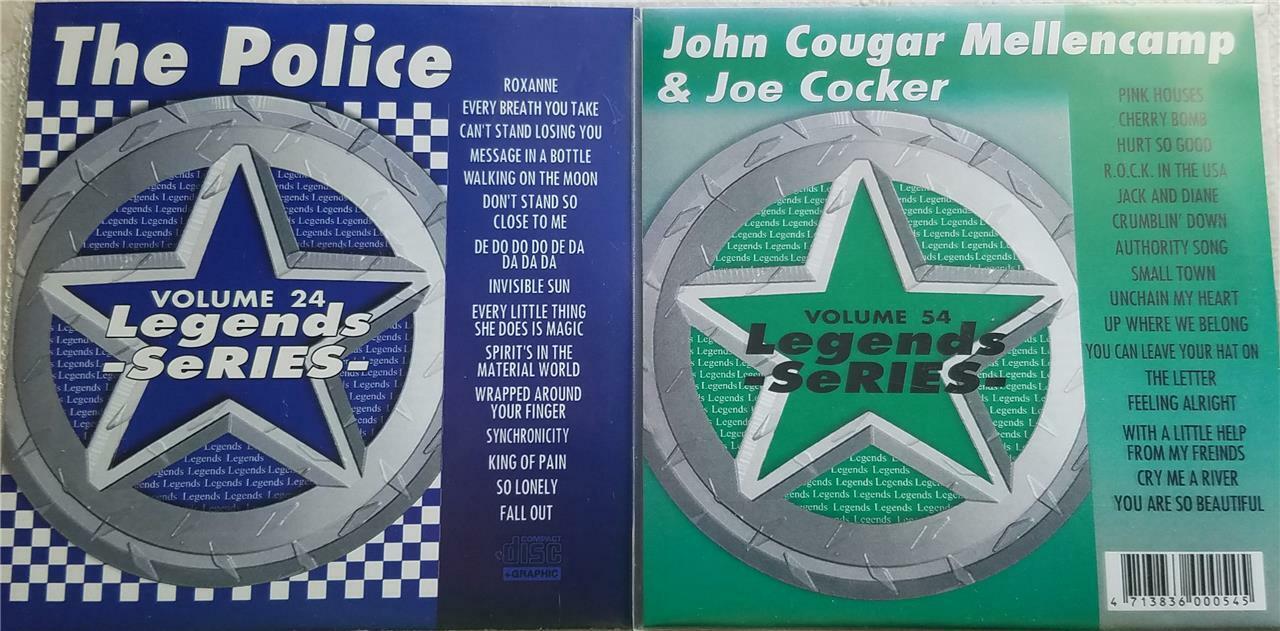 2 CDG LEGENDS KARAOKE DISCS 1980\'S MALE POP JOHN COUGAR MELLENCAMP,POLICE & MORE