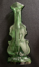 Green 9” Bass Guitar shape glass Vase. Bud Vase picture