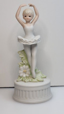Vintage Lefton Bisque Ballerina Figurine Music Box 7.75'' plays Swan Lake picture