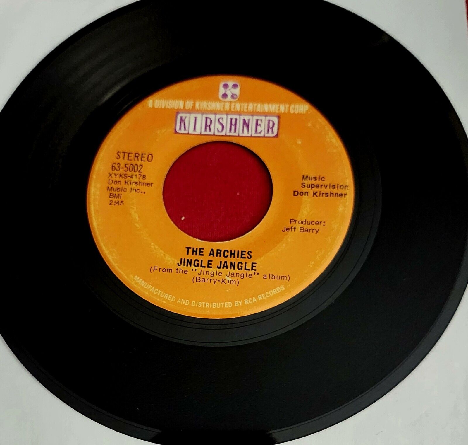 The Archies. Jingle Jangle/Justine. 45RPM. Vintage 1960s. NM.